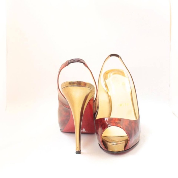 CHRISTIAN LOUBOUTIN #4775 Red-Gold Slingback Heels - Picture 3 of 8